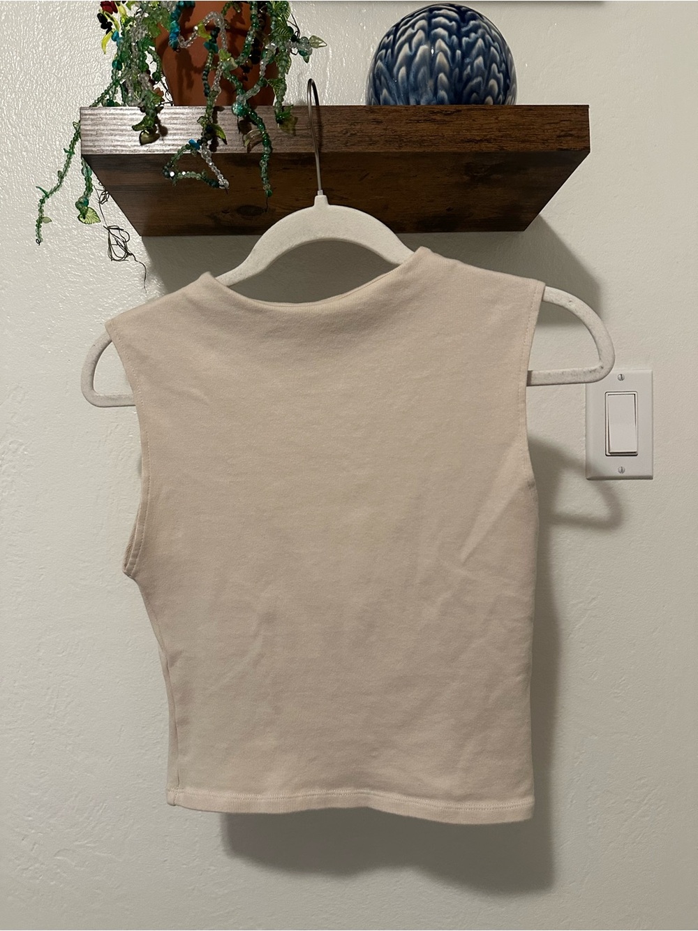 Zara Sleeveless Ribbed Tank Top - Light Beige